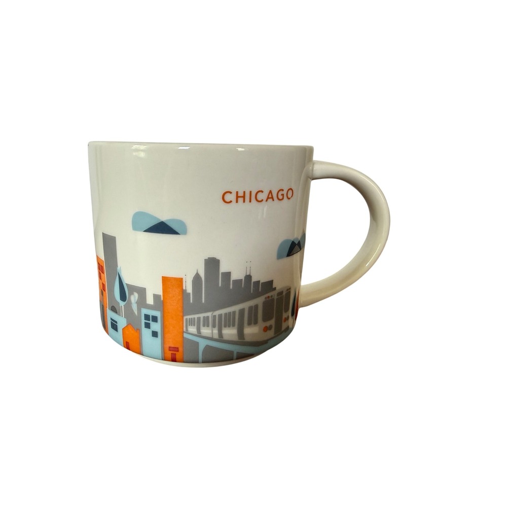 Starbucks You Are Here Collection Chicago Coffee Mug 14oz City Skyline Orange